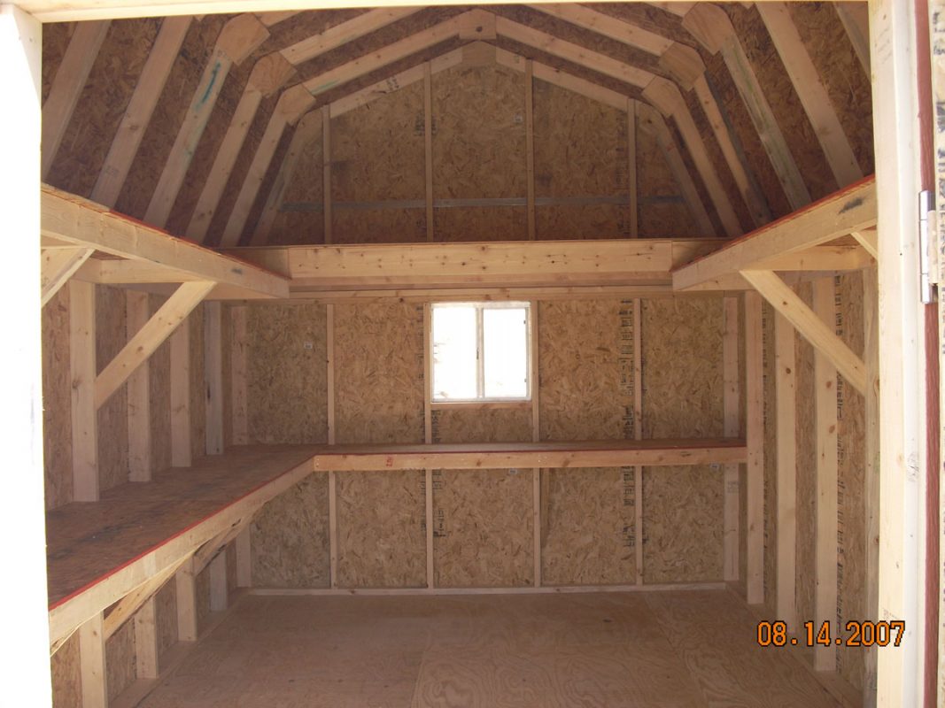 lofted barn with shelving